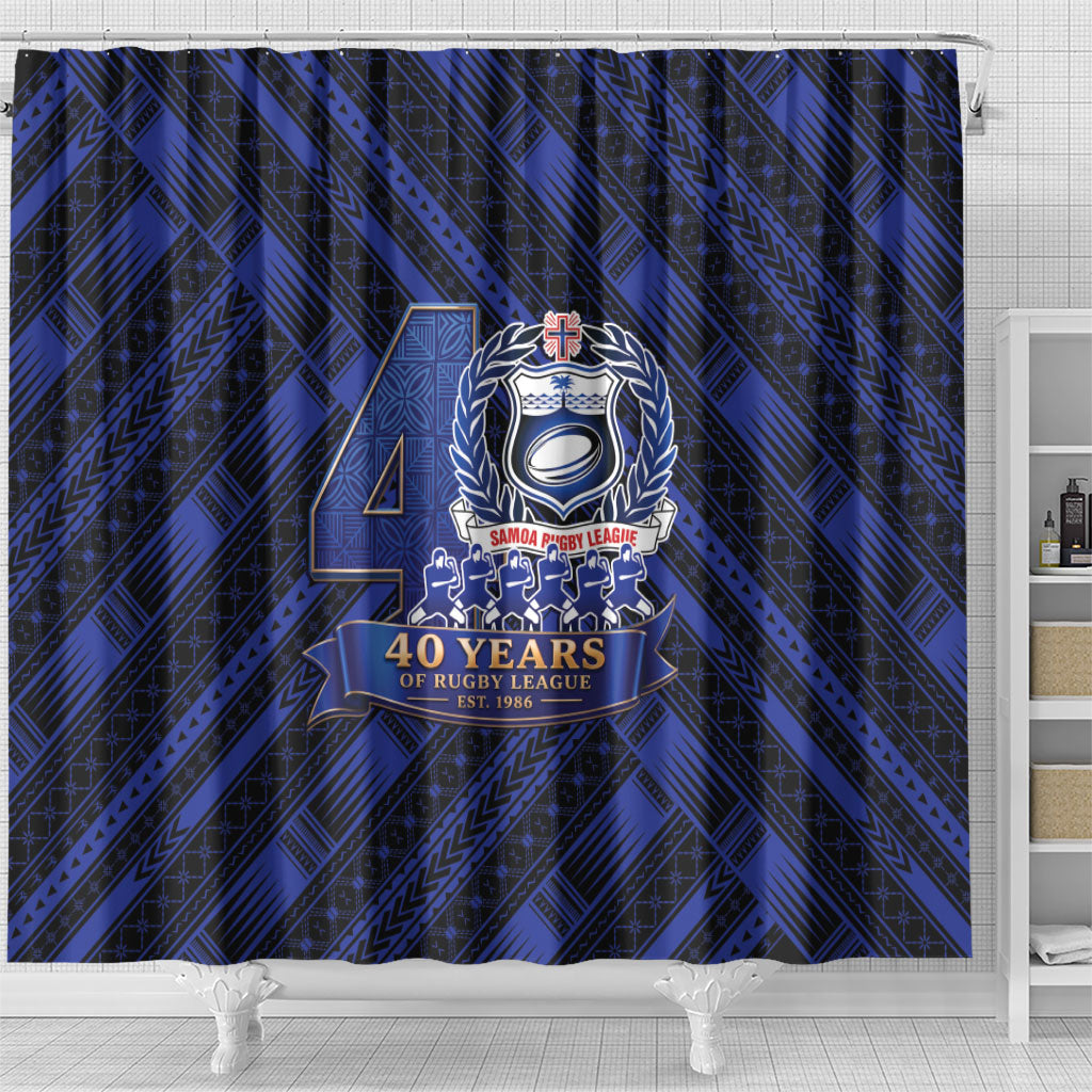 Toa Samoa 40th Anniversary Shower Curtain Royal Blue Tribal LT9 - Polynesian Pride