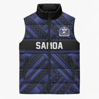 Toa Samoa 40th Anniversary Sleeveless Puffer Jacket Royal Blue Tribal LT9 Unisex Blue - Polynesian Pride