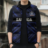 Toa Samoa 40th Anniversary Sleeveless Puffer Jacket Royal Blue Tribal LT9 - Polynesian Pride