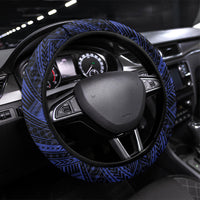 Toa Samoa 40th Anniversary Steering Wheel Cover Royal Blue Tribal LT9 Universal Fit Blue - Polynesian Pride