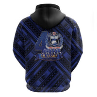 Toa Samoa 40th Anniversary Zip Hoodie Royal Blue Tribal LT9 - Polynesian Pride