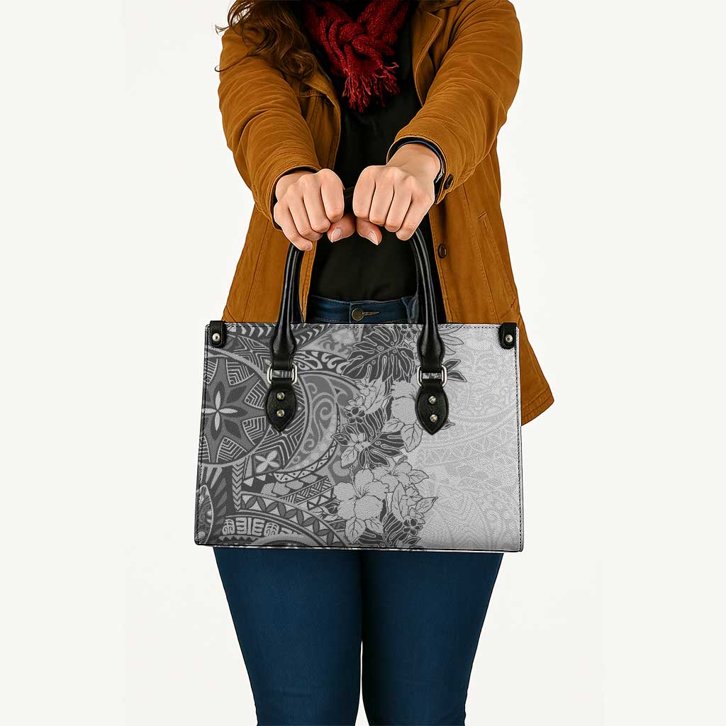 Polynesia Leather Bag Hibiscus Hawaiian Tribal Tattoo Retro Gray LT9 - Polynesian Pride