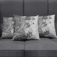 Polynesia Pillow Cover Hibiscus Hawaiian Tribal Tattoo Retro Gray - Polynesian Pride