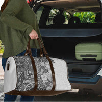 Polynesia Travel Bag Hibiscus Hawaiian Tribal Tattoo Retro Gray - Polynesian Pride