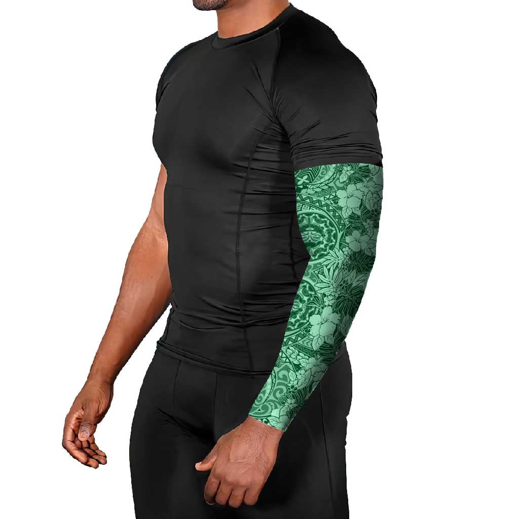Polynesia Arm Sleeves Hibiscus Hawaiian Tribal Tattoo Retro Green - Polynesian Pride