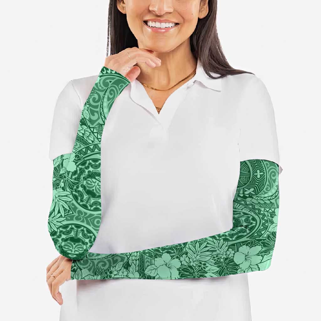 Polynesia Arm Sleeves Hibiscus Hawaiian Tribal Tattoo Retro Green - Polynesian Pride