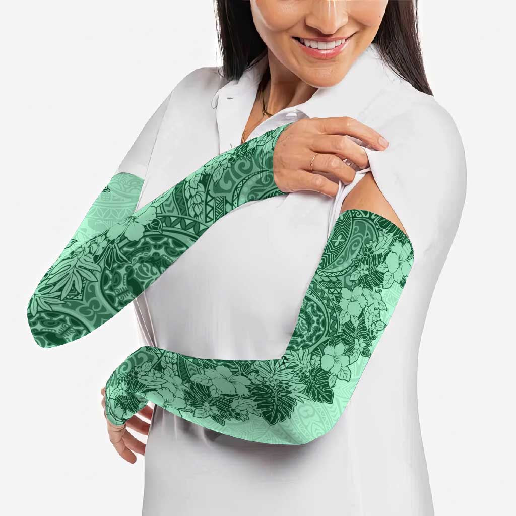 Polynesia Arm Sleeves Hibiscus Hawaiian Tribal Tattoo Retro Green - Polynesian Pride