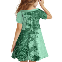 Polynesia Family Matching Tank Maxi Dress and Hawaiian Shirt Hibiscus and Hawaiian Tribal Tattoo Retro Style Green Color LT9 - Polynesian Pride