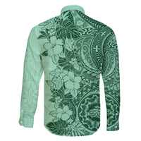 Polynesia Family Matching Tank Maxi Dress and Hawaiian Shirt Hibiscus and Hawaiian Tribal Tattoo Retro Style Green Color LT9 - Polynesian Pride