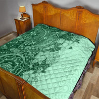 Polynesia Quilt Hibiscus and Hawaiian Tribal Tattoo Retro Style Green Color LT9 - Polynesian Pride