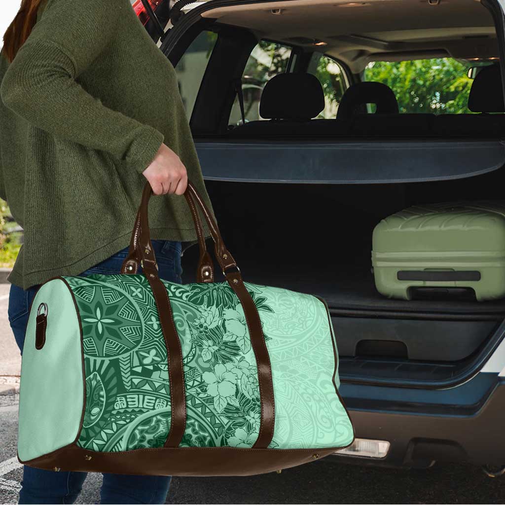 Polynesia Travel Bag Hibiscus Hawaiian Tribal Tattoo Retro Green - Polynesian Pride