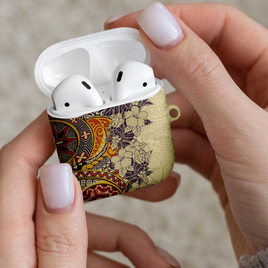Polynesia AirPods Case Hibiscus Hawaiian Tribal Tattoo Retro Tan - Polynesian Pride