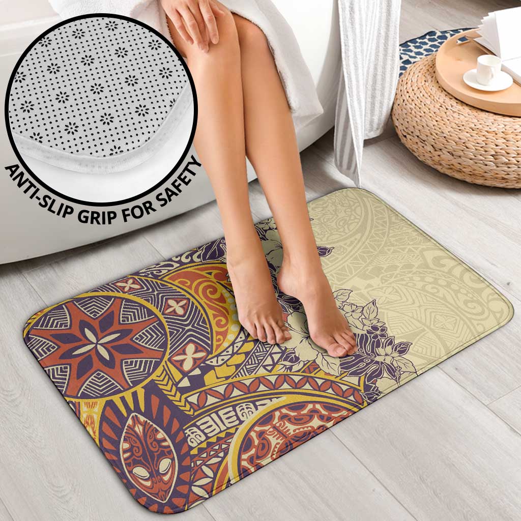 Polynesia Bathroom Set Hibiscus Hawaiian Tribal Tattoo Retro Tan - Polynesian Pride