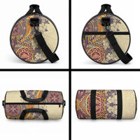 Polynesia Duffle Bag Hibiscus and Hawaiian Tribal Tattoo Retro Style Tan Color LT9 - Polynesian Pride