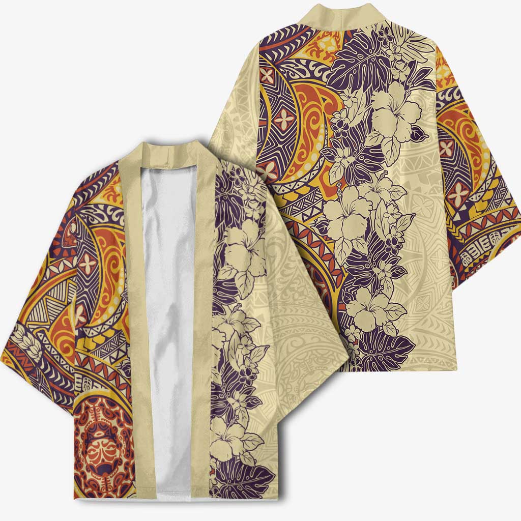 Polynesia Kimono Hibiscus Hawaiian Tribal Tattoo Retro Tan LT9 - Polynesian Pride
