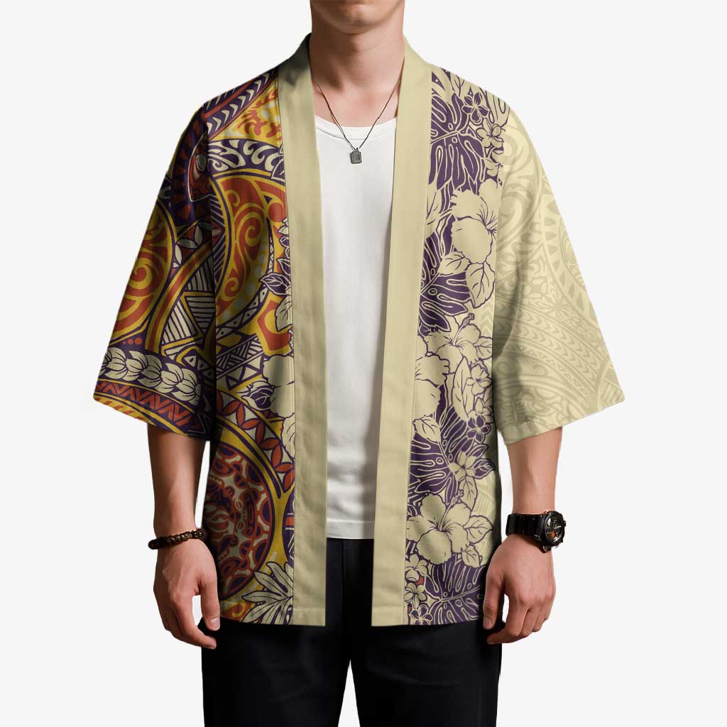 Polynesia Kimono Hibiscus Hawaiian Tribal Tattoo Retro Tan LT9 - Polynesian Pride
