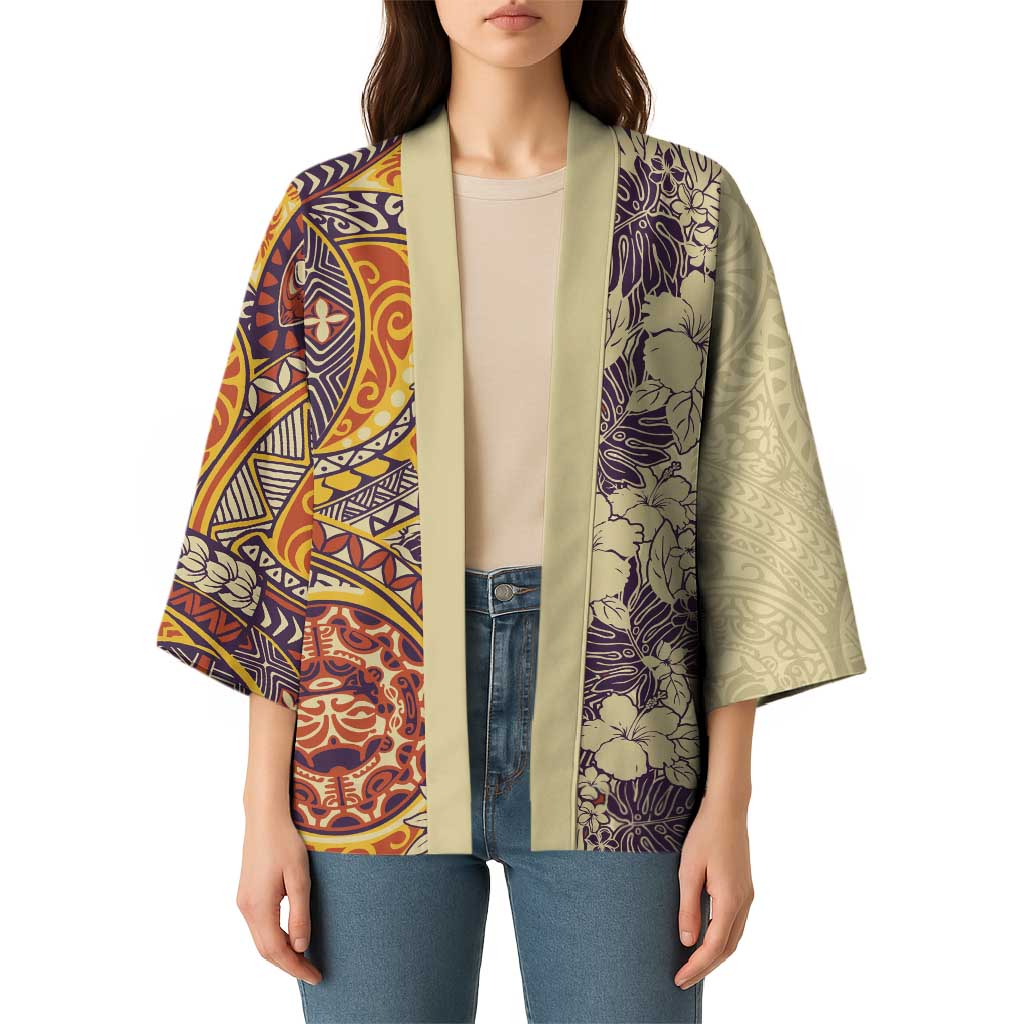 Polynesia Kimono Hibiscus Hawaiian Tribal Tattoo Retro Tan LT9 - Polynesian Pride