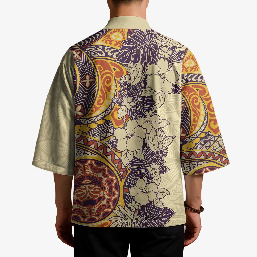Polynesia Kimono Hibiscus Hawaiian Tribal Tattoo Retro Tan LT9 - Polynesian Pride