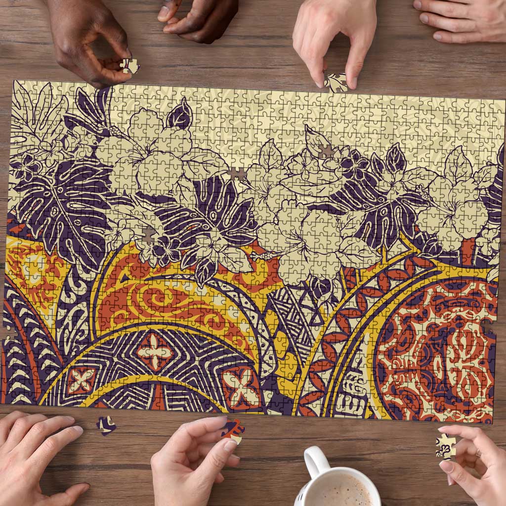 Polynesia Puzzle Hibiscus Hawaiian Tribal Tattoo Retro Tan - Polynesian Pride