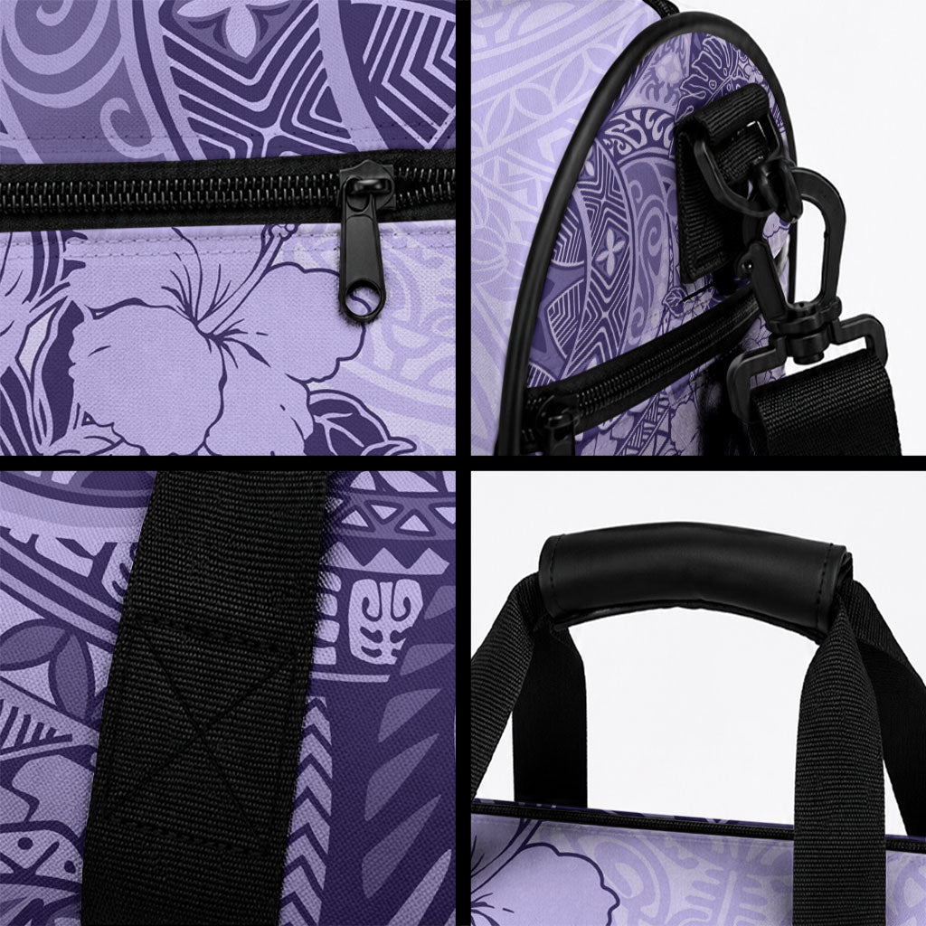 Polynesia Duffle Bag Hibiscus and Hawaiian Tribal Tattoo Retro Style Violet Color LT9 - Polynesian Pride