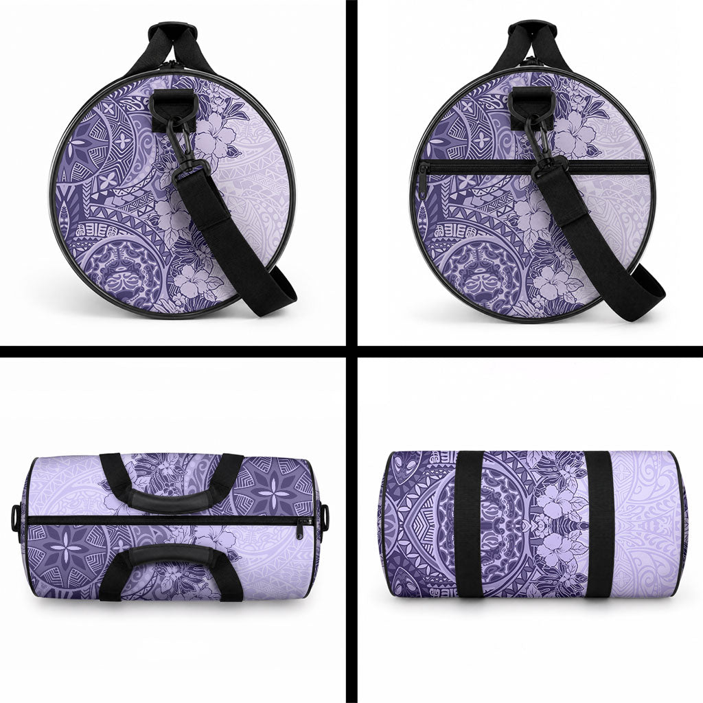 Polynesia Duffle Bag Hibiscus and Hawaiian Tribal Tattoo Retro Style Violet Color LT9 - Polynesian Pride