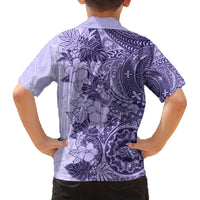 Polynesia Family Matching Tank Maxi Dress and Hawaiian Shirt Hibiscus and Hawaiian Tribal Tattoo Retro Style Violet Color LT9 - Polynesian Pride