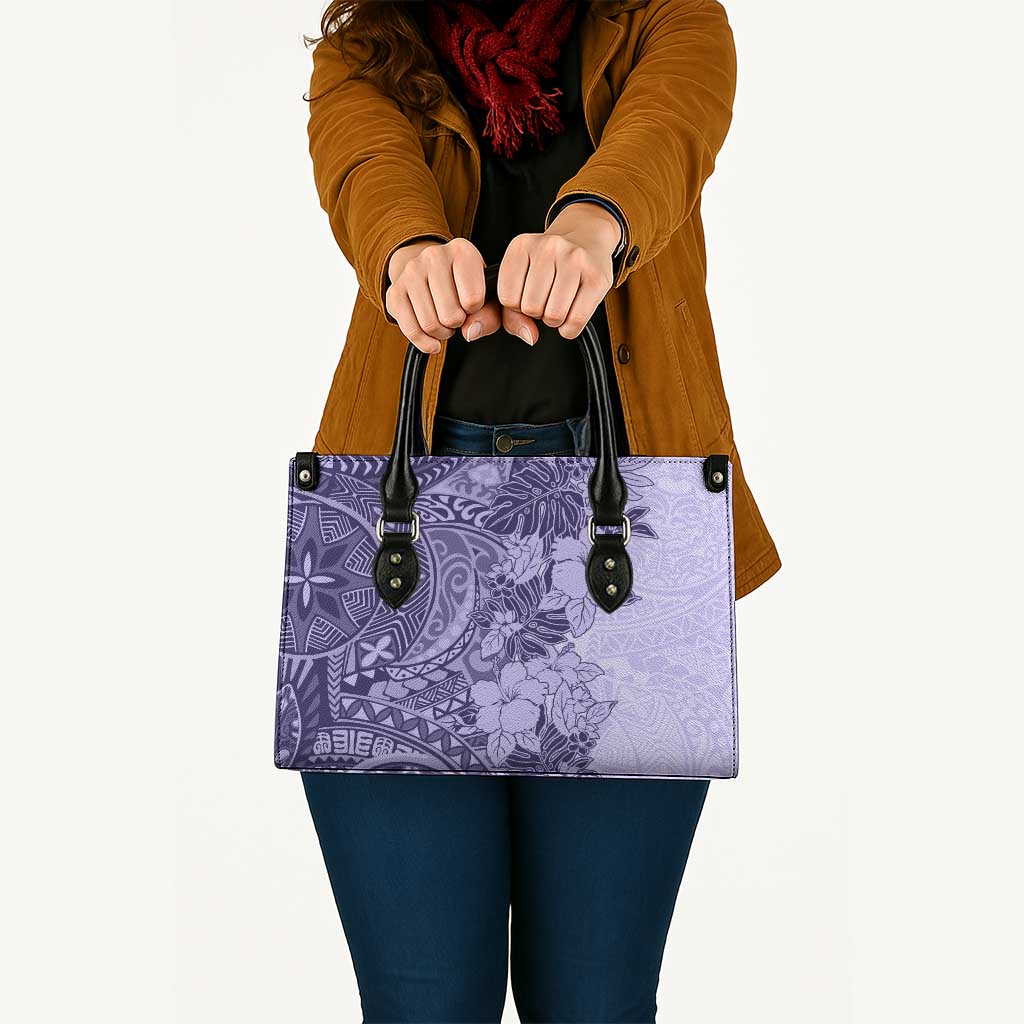 Polynesia Leather Bag Hibiscus Hawaiian Tribal Tattoo Retro Violet LT9 - Polynesian Pride