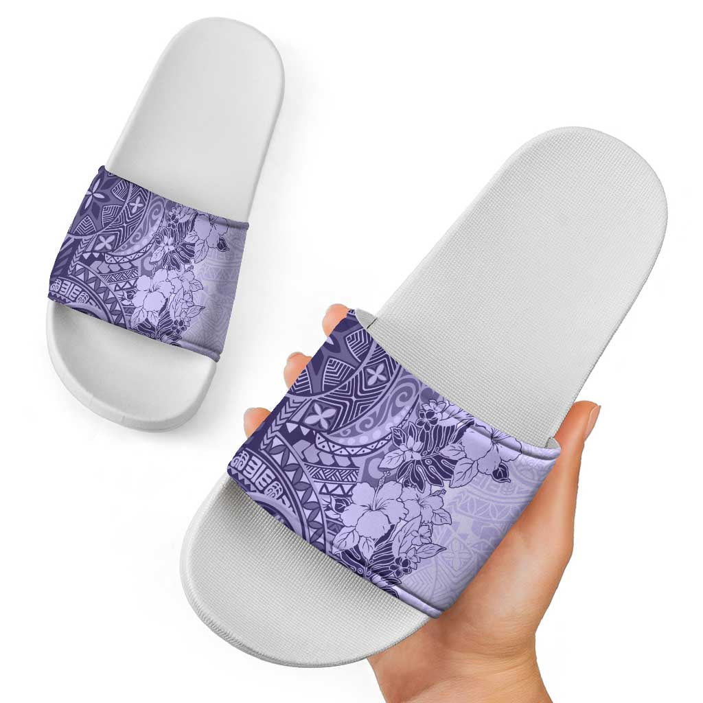 Polynesia Slide Sandals Hibiscus Hawaiian Tribal Tattoo Retro Violet - Polynesian Pride