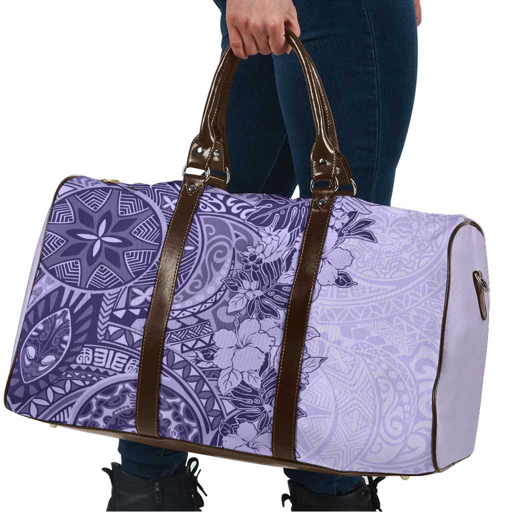 Polynesia Travel Bag Hibiscus Hawaiian Tribal Tattoo Retro Violet - Polynesian Pride