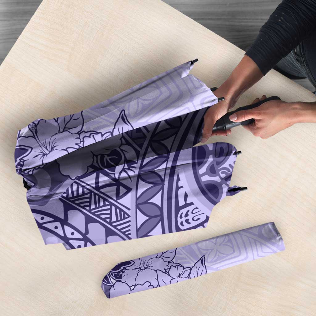 Polynesia Umbrella Hibiscus Hawaiian Tribal Tattoo Retro Violet - Polynesian Pride