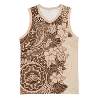 Polynesia Basketball Jersey Hibiscus Hawaiian Tribal Tattoo Retro Pink Pastel - Polynesian Pride
