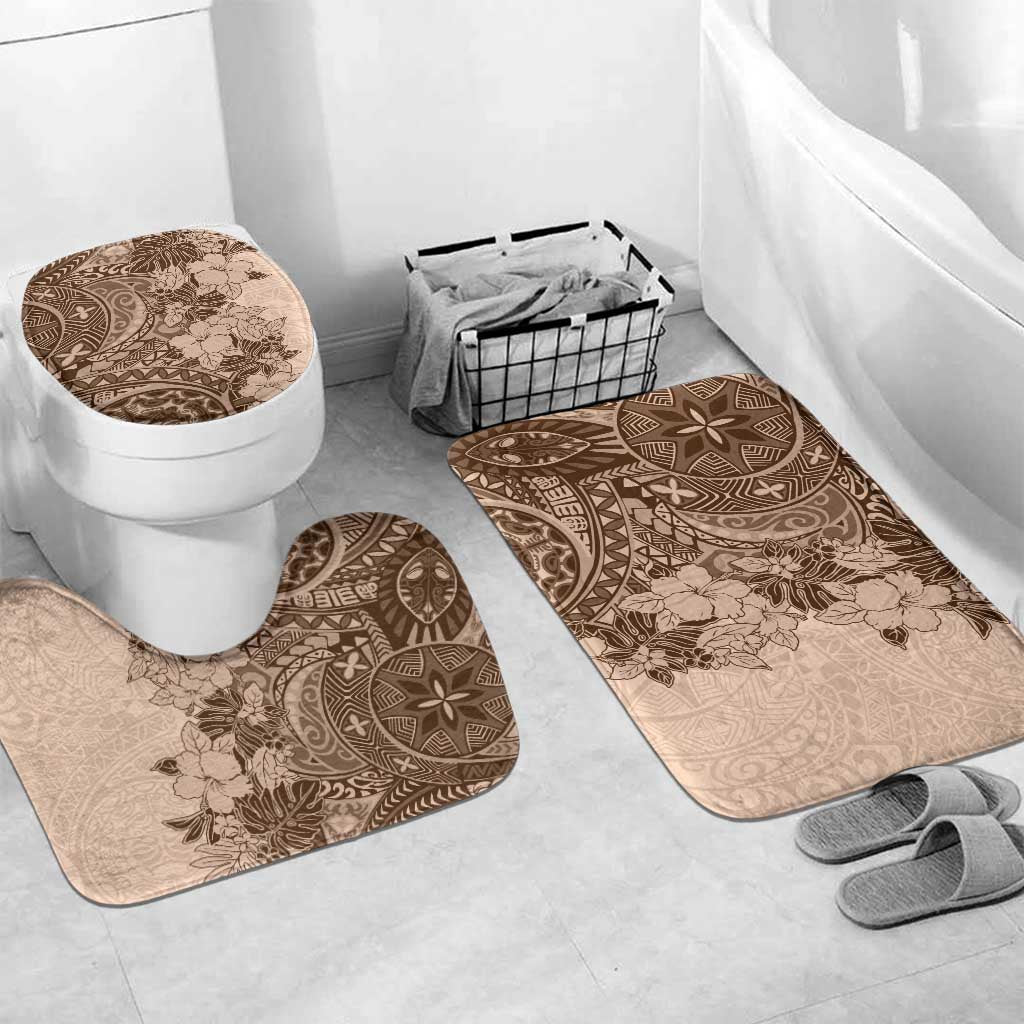 Polynesia Bathroom Set Hibiscus Hawaiian Tribal Tattoo Retro Pink Pastel - Polynesian Pride
