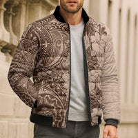 Polynesia Bomber Puffer Jacket Hibiscus Hawaiian Tribal Tattoo Retro Pink Pastel - Polynesian Pride