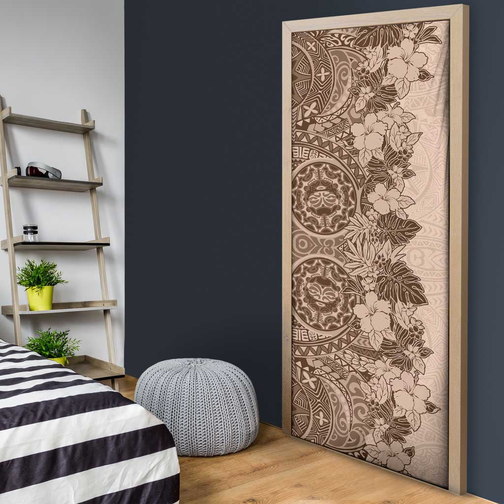 Polynesia Door Cover Hibiscus Hawaiian Tribal Tattoo Retro Pink Pastel - Polynesian Pride