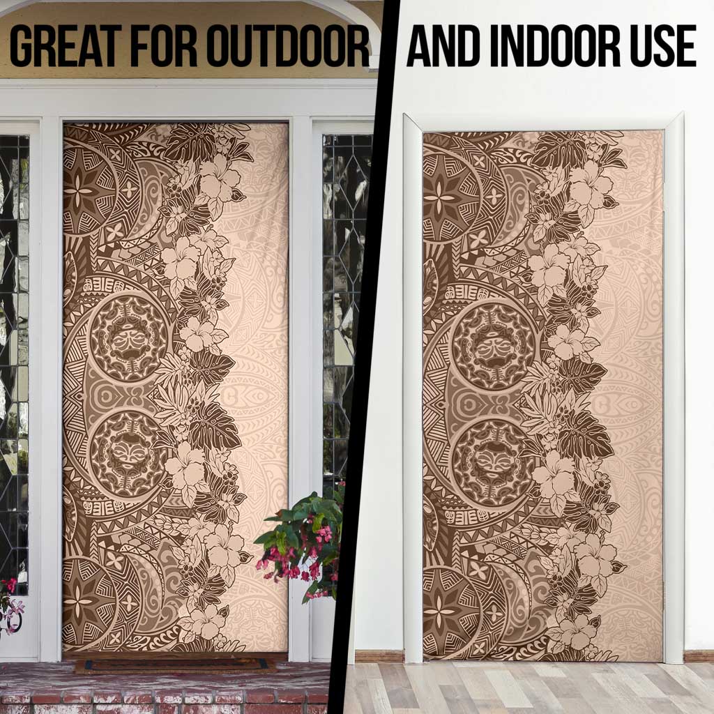 Polynesia Door Cover Hibiscus Hawaiian Tribal Tattoo Retro Pink Pastel - Polynesian Pride