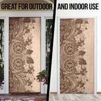 Polynesia Door Cover Hibiscus Hawaiian Tribal Tattoo Retro Pink Pastel - Polynesian Pride