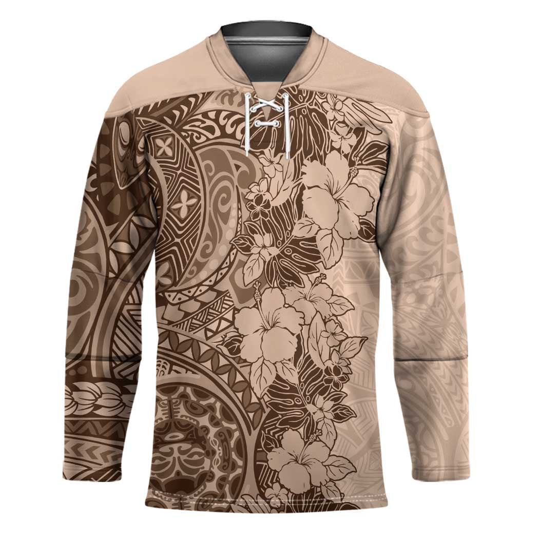 Polynesia Hockey Jersey Hibiscus Hawaiian Tribal Tattoo Retro Pink Pastel - Polynesian Pride
