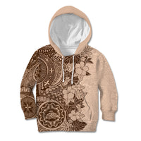 Polynesia Kid Hoodie Hibiscus and Hawaiian Tribal Tattoo Retro Style Pink Pastel LT9 Hoodie Pink Pastel - Polynesian Pride