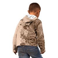 Polynesia Kid Hoodie Hibiscus and Hawaiian Tribal Tattoo Retro Style Pink Pastel LT9 - Polynesian Pride