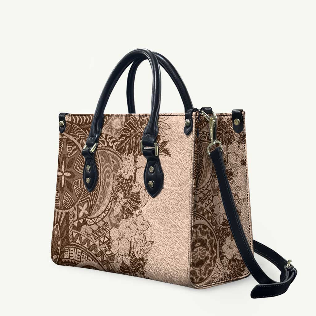Polynesia Leather Bag Hibiscus Hawaiian Tribal Tattoo Retro Pink Pastel - Polynesian Pride