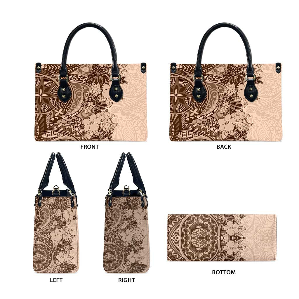 Polynesia Leather Bag Hibiscus Hawaiian Tribal Tattoo Retro Pink Pastel - Polynesian Pride