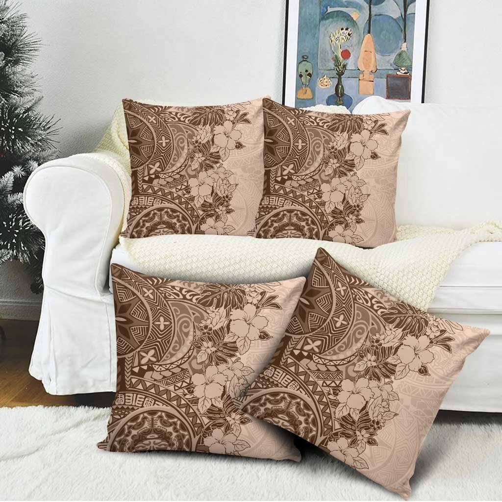 Polynesia Pillow Cover Hibiscus Hawaiian Tribal Tattoo Retro Pink Pastel - Polynesian Pride