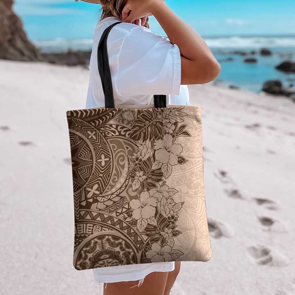 Polynesia Tote Bag Hibiscus Hawaiian Tribal Tattoo Retro Pink Pastel - Polynesian Pride