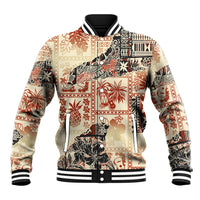 Hawaii Baseball Jacket Aloha Tribal Pattern Beige Version LT9 Unisex Beige - Polynesian Pride