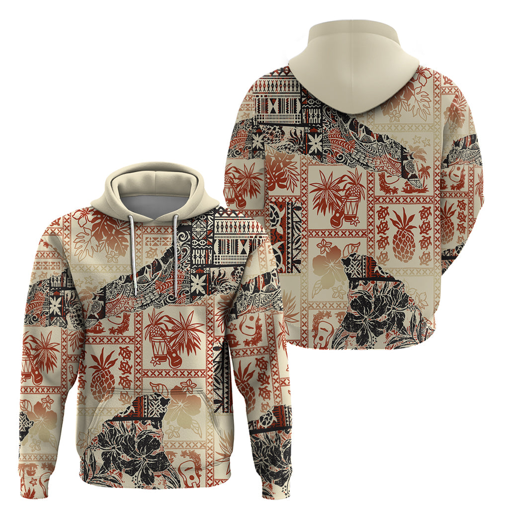 Hawaii Hoodie Aloha Tribal Pattern Beige Version LT9 - Polynesian Pride