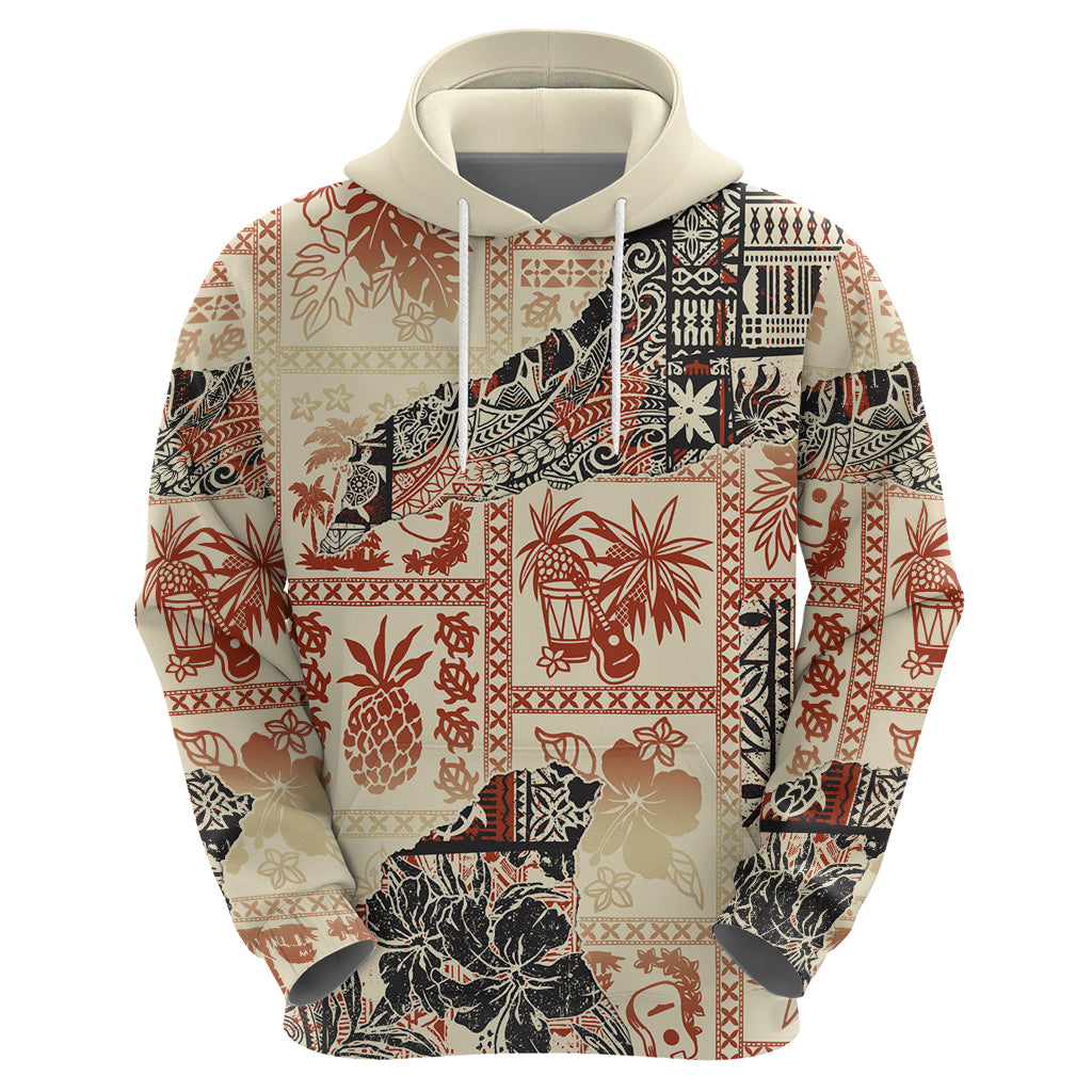 Hawaii Hoodie Aloha Tribal Pattern Beige Version LT9 - Polynesian Pride