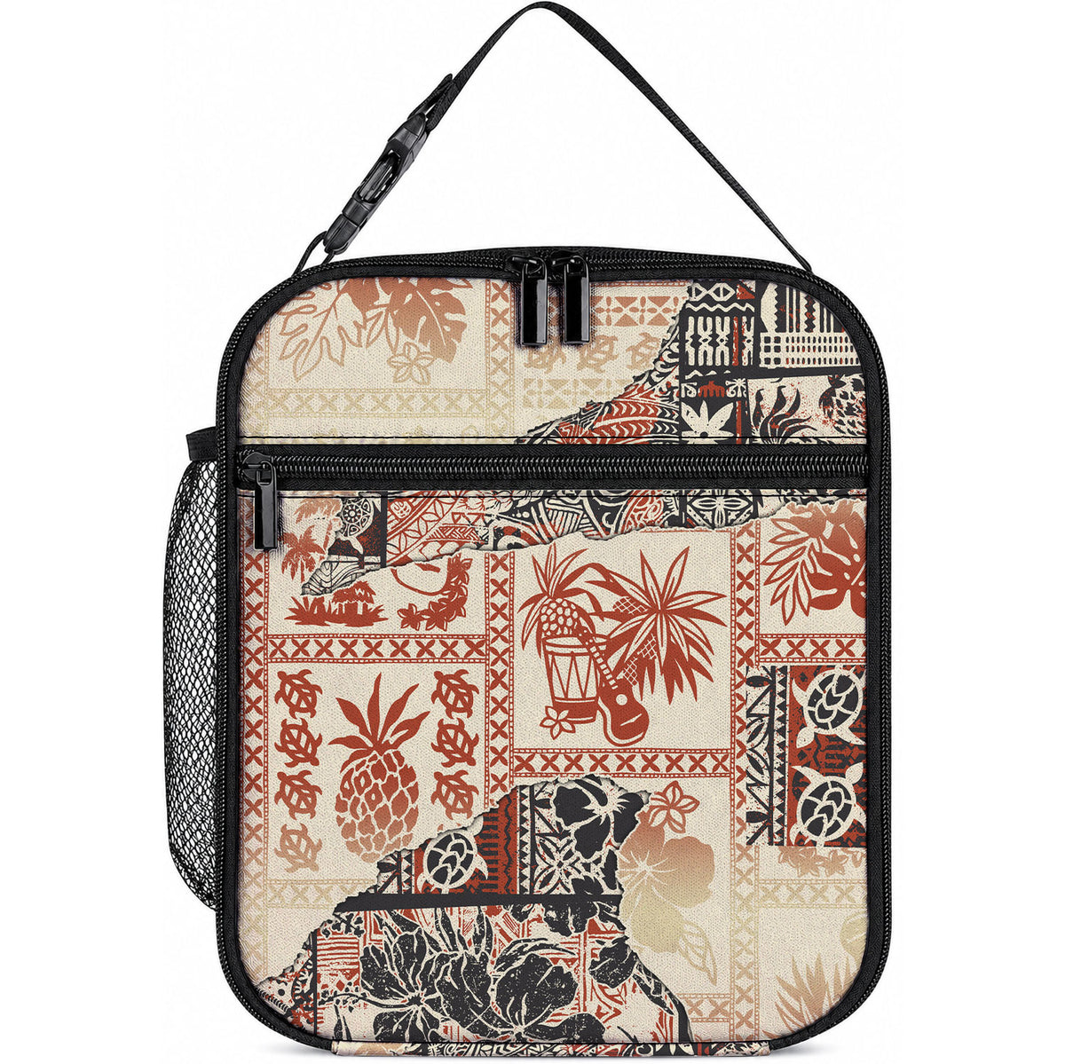 Hawaii Lunch Bag Aloha Tribal Pattern Beige Version LT9 10.2 × 8.3 × 4.3 inch Beige - Polynesian Pride