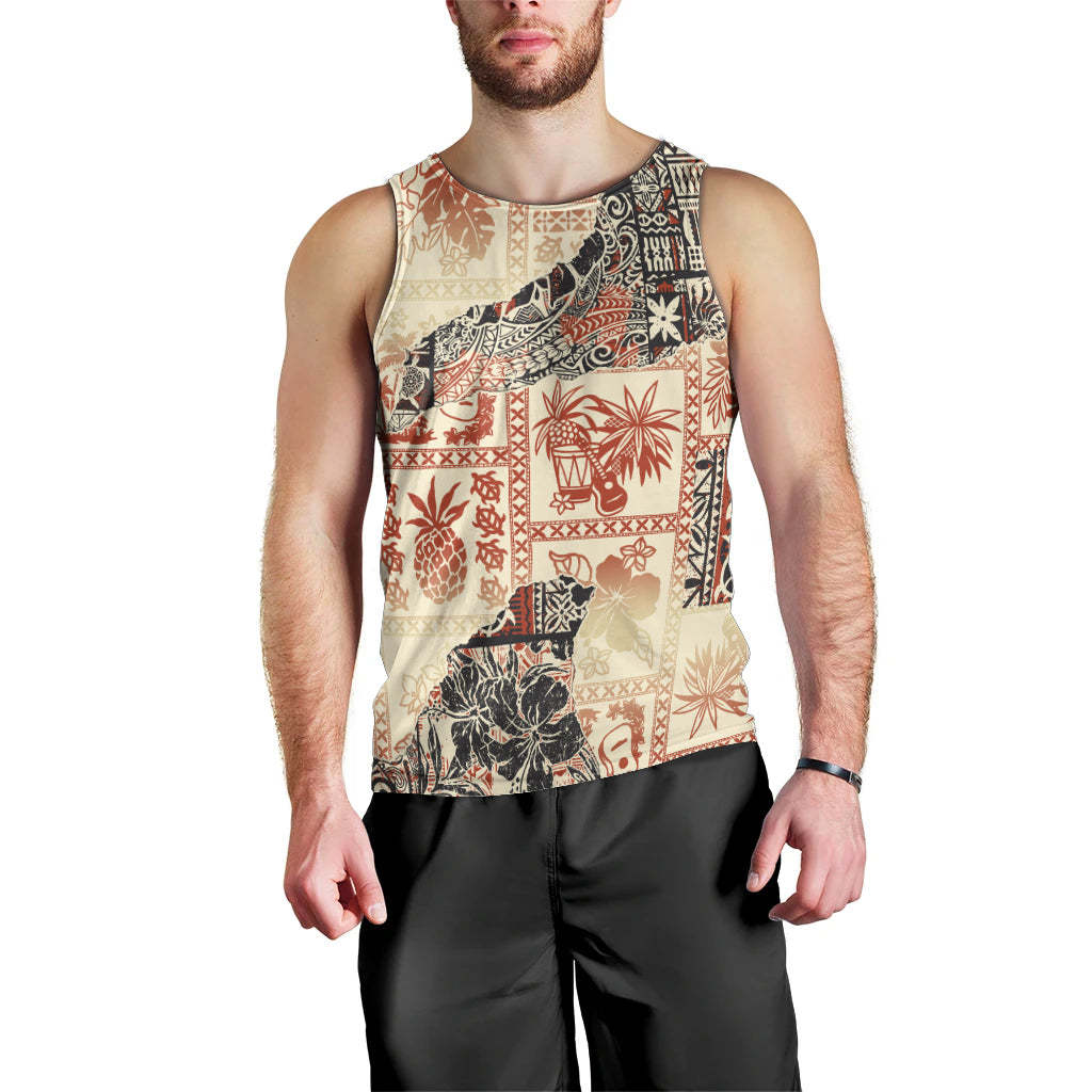 Hawaii Men Tank Top Aloha Tribal Pattern Beige Version LT9 - Polynesian Pride