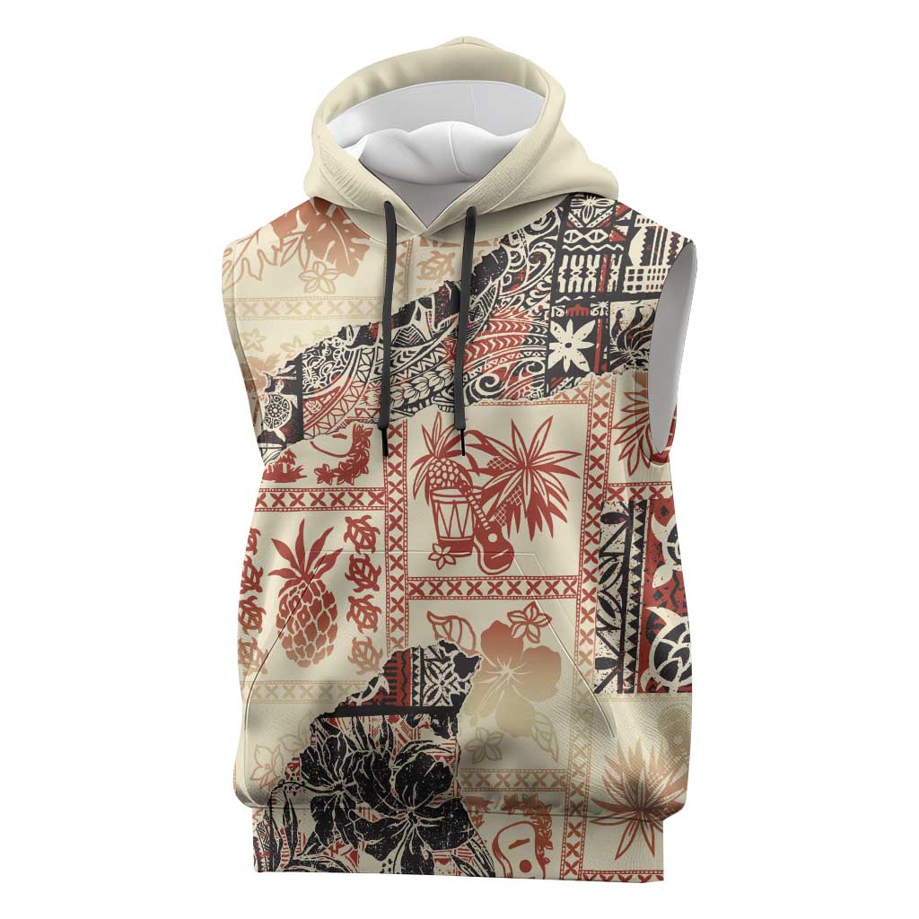 Hawaii Beige Version Sleeveless Hoodie Aloha Tribal Pattern LT9 Beige - Polynesian Pride