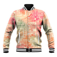 Hawaii Baseball Jacket Aloha Tribal Pattern Sweat Pink Ombre LT9 Unisex Pink - Polynesian Pride
